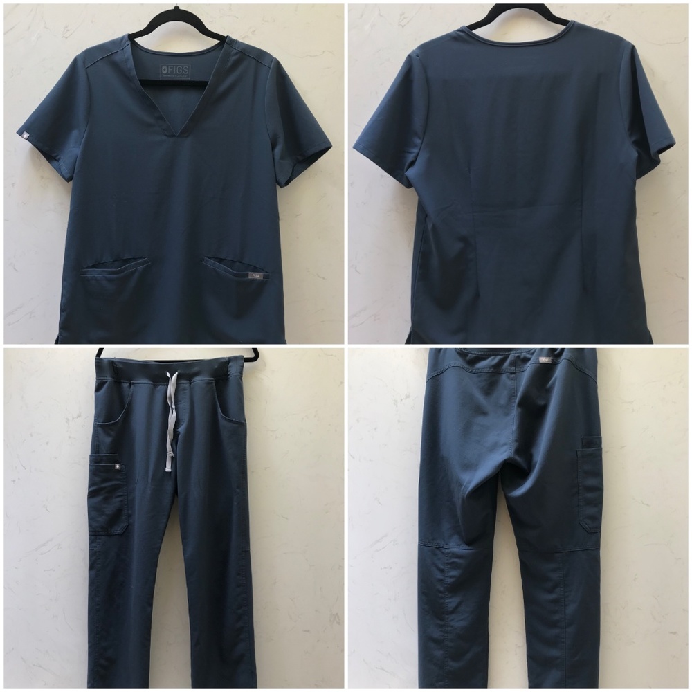 FIGS Scrub Top + Pants in Dark Harbor *Rare Color*